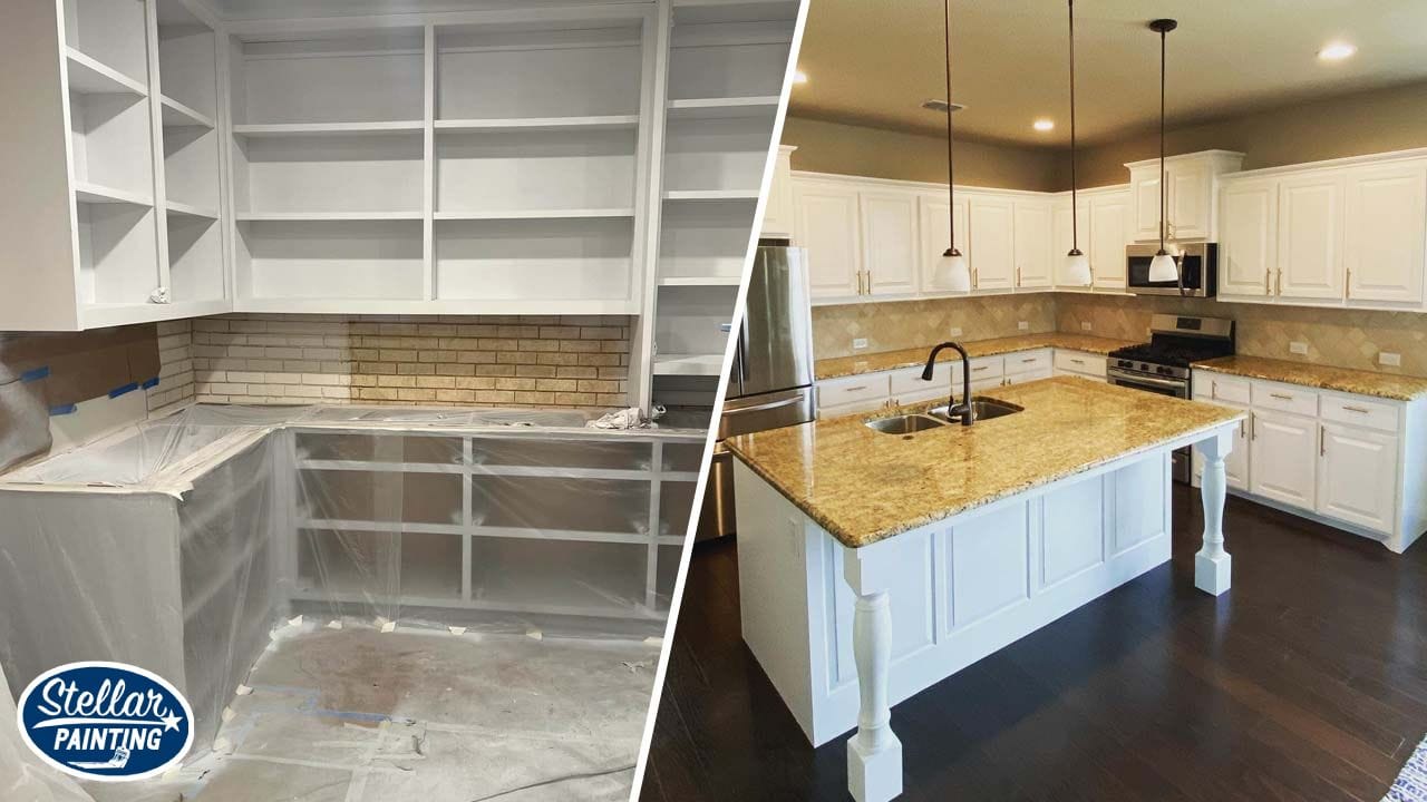 An image of a cabinet painting restoration in Fort Worth, TX.