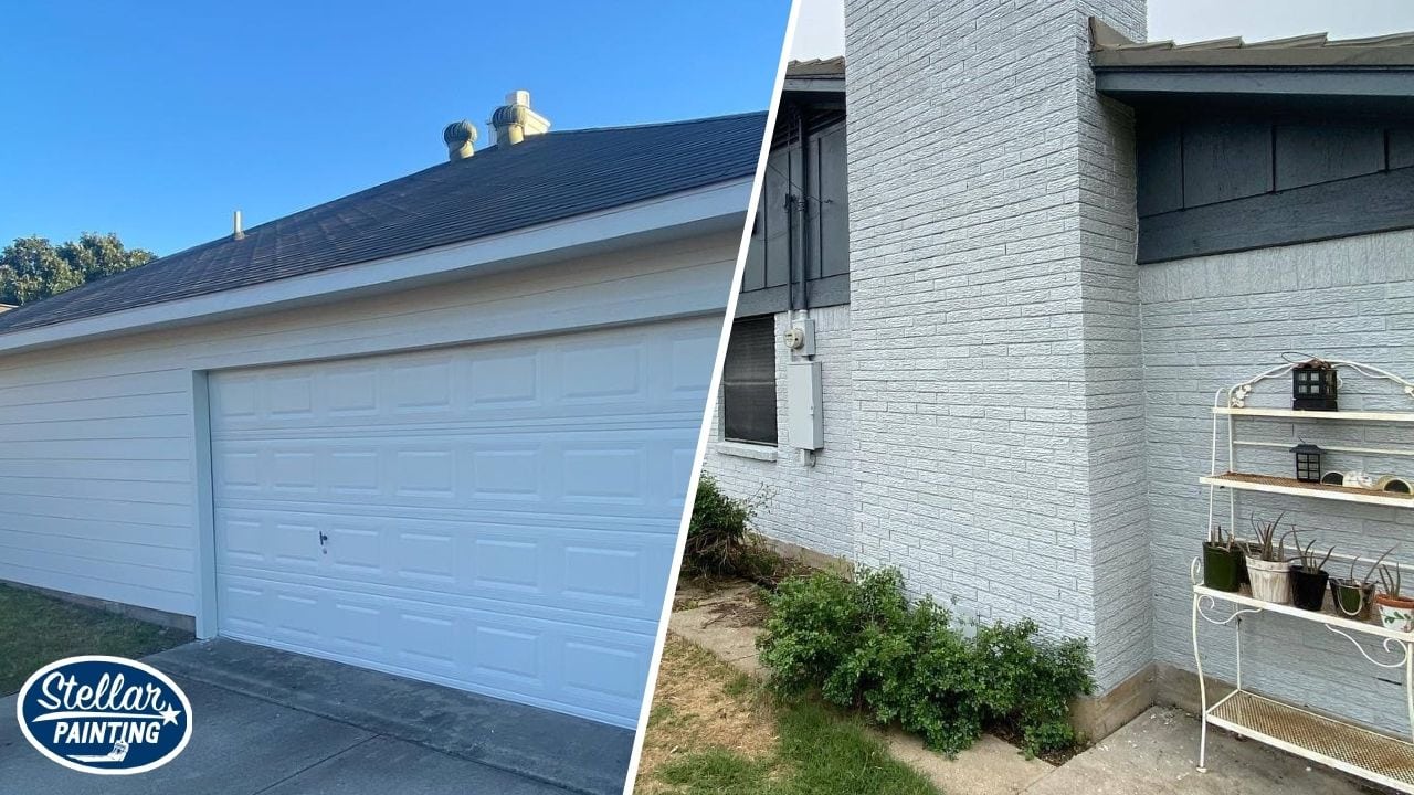 A split image of an exterior off houses that undergone a painting service.