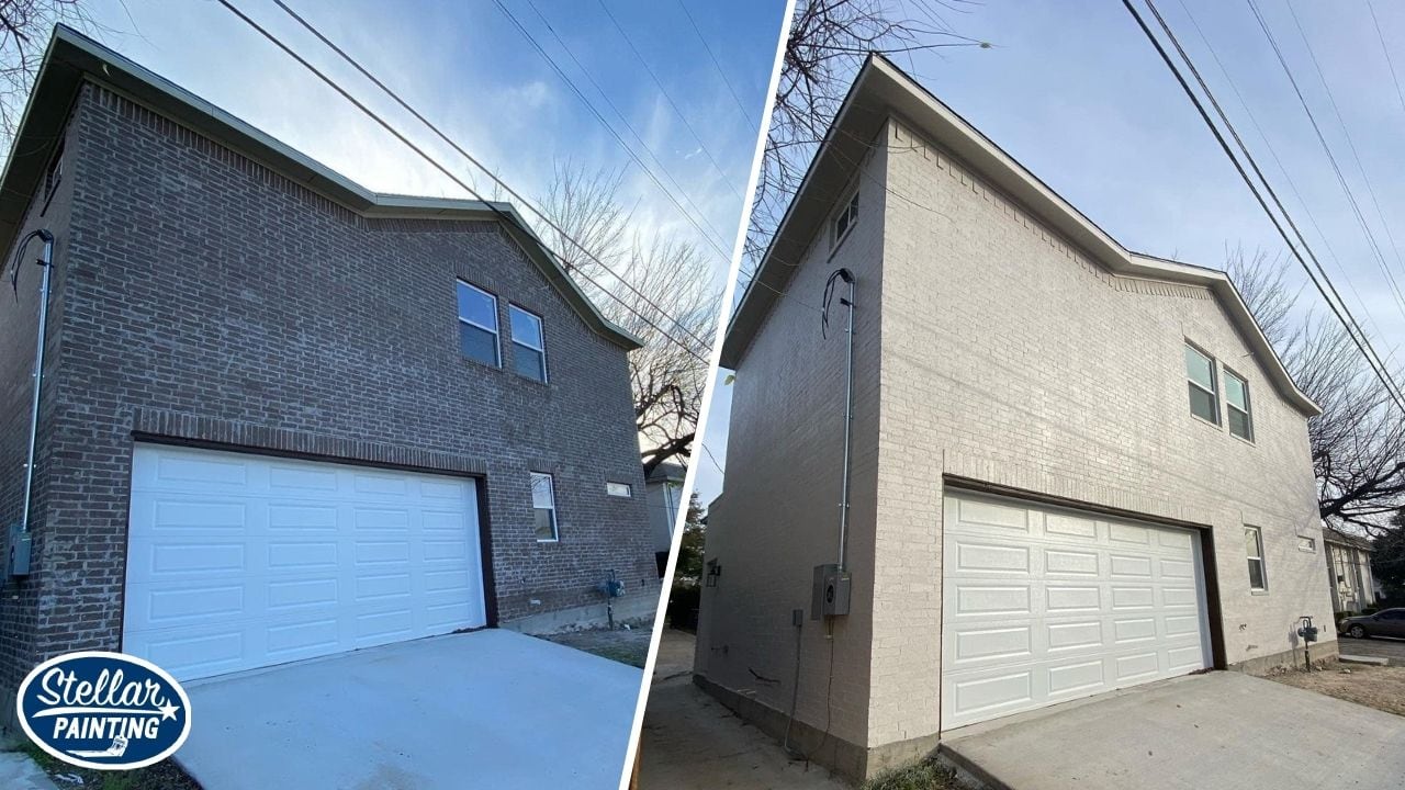 A before and after photo of a paint job done by Stellar Painting.