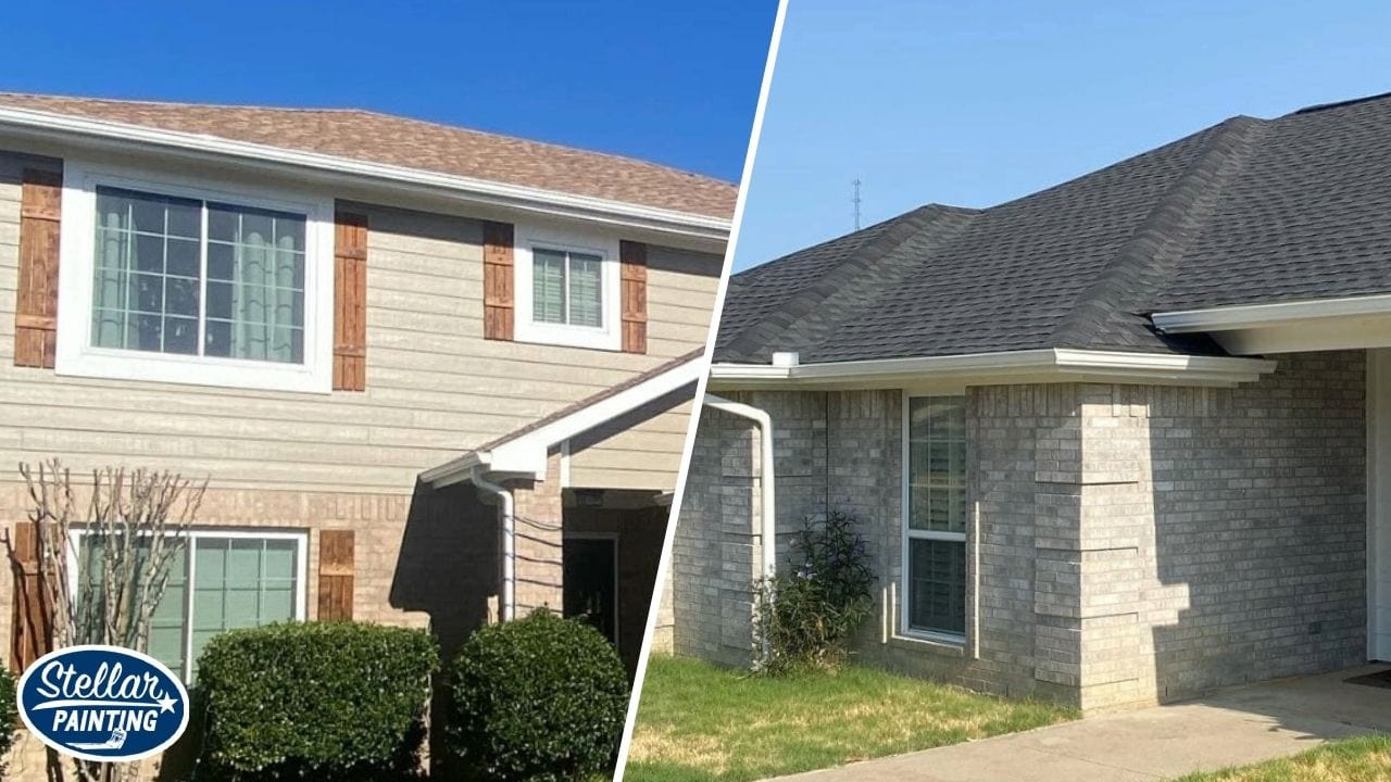 Split image of two beautiful houses in Fort Worth, TX.