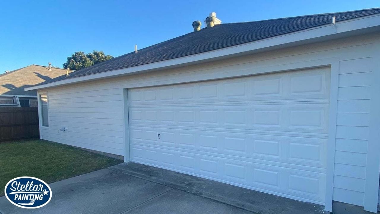 A newly painted garage using a white color paint.