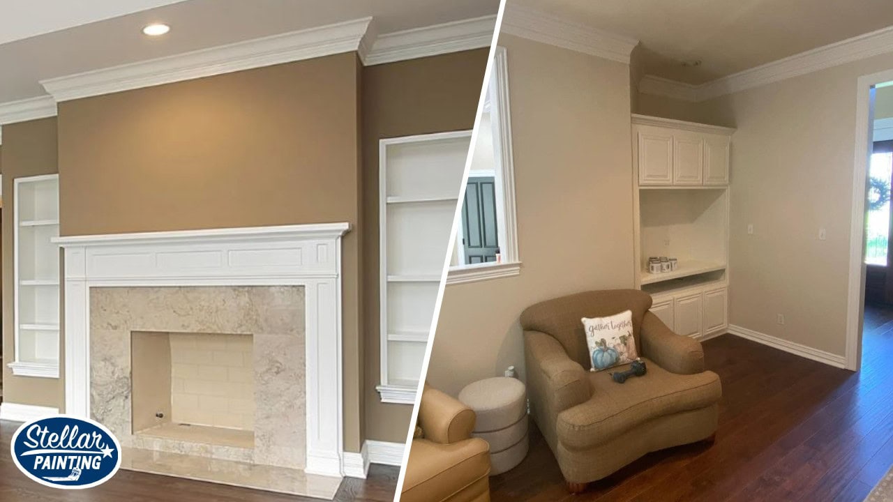 An image of an office painted with color beige paint.
