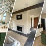 This is a split image of cabinet painting in Fort Worth.