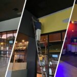 This is a split image of commercial painting job in Fort Worth, TX.