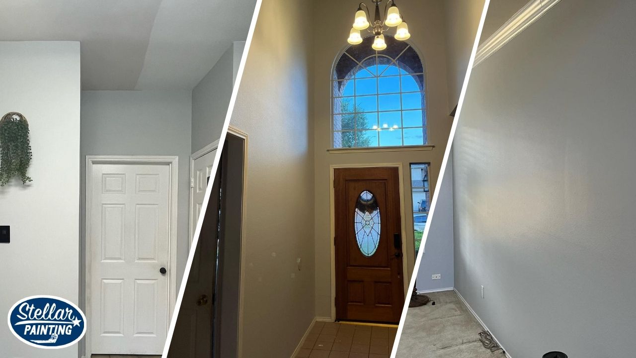 A split image of newly painted interior in Fort Worth, TX.