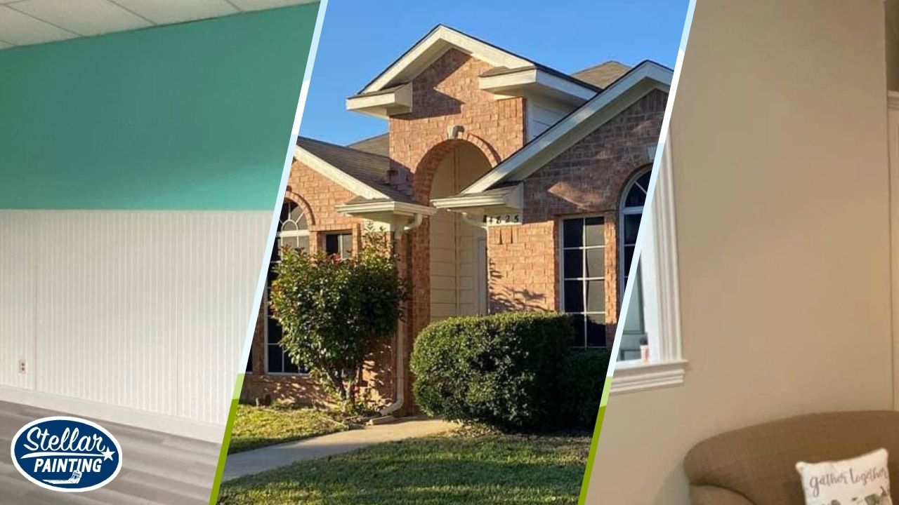 This is a split image of painting services done by Stellar Painting.