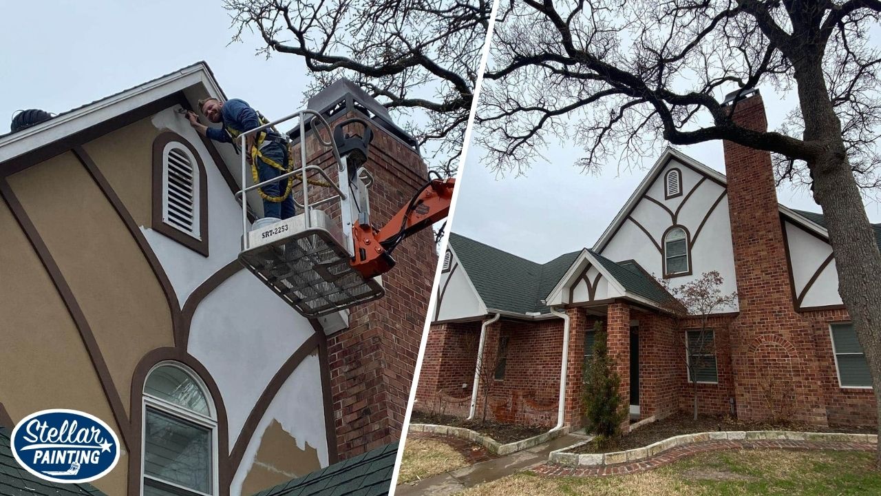 Painting Companies Summerfields Fort Worth TX - Painting Services - Stellar Painting This is a split image of exterior painting done by Stellar Painting.