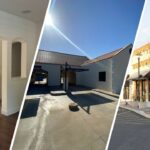 This is a commercial painting project by Stellar Painting in Alexandra Meadows Fort Worth, TX, showing an interior archway, a car wash exterior, and a freshly painted retail storefront.