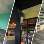This is a split image of commercial painting services done by Stellar Painting.