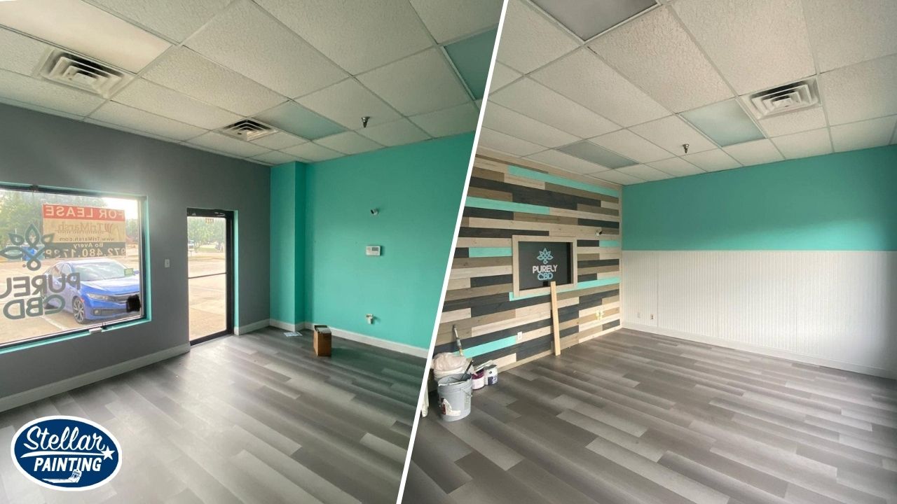 Interior Painting Park Glen Fort Worth TX - Interior Paint - Stellar Painting A green painted retail store painting in Fort Worth, TX.