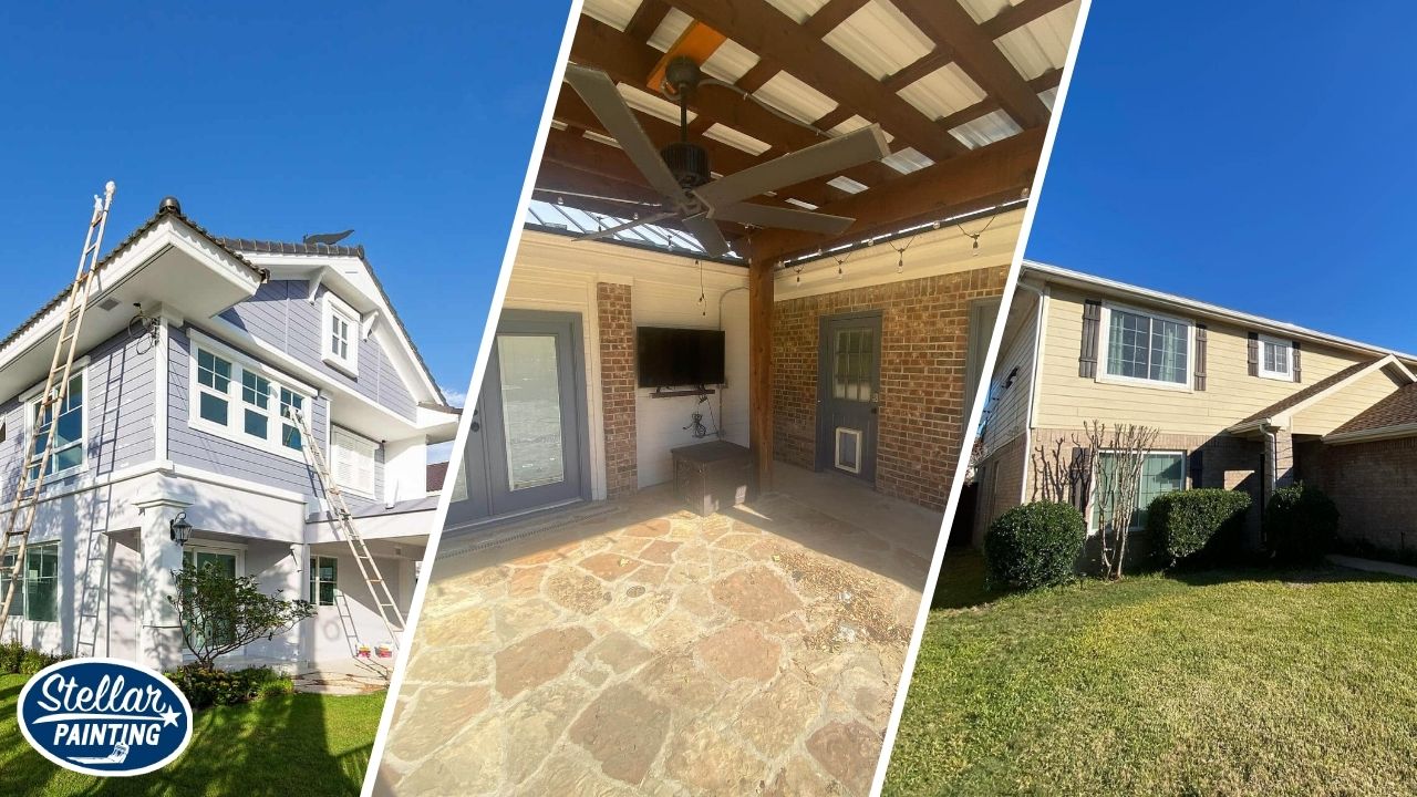 A split image of three houses in Fort Worth, TX.